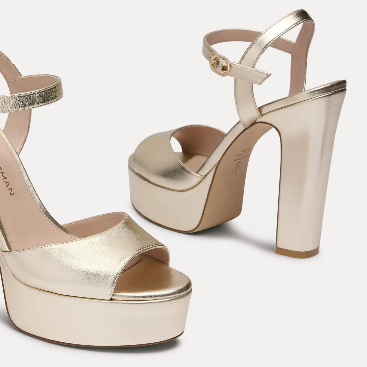 Reade Platform Sandal - Light Gold Leather