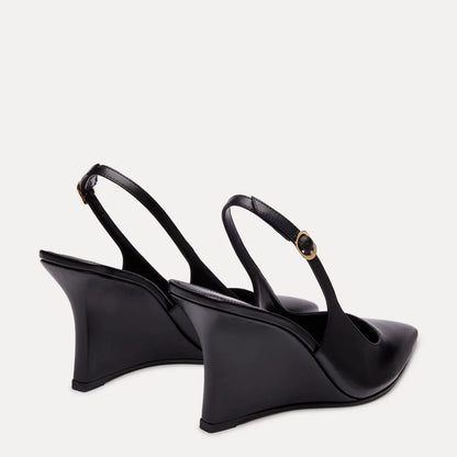Vinnie Sling Wedge 85 - Black Leather