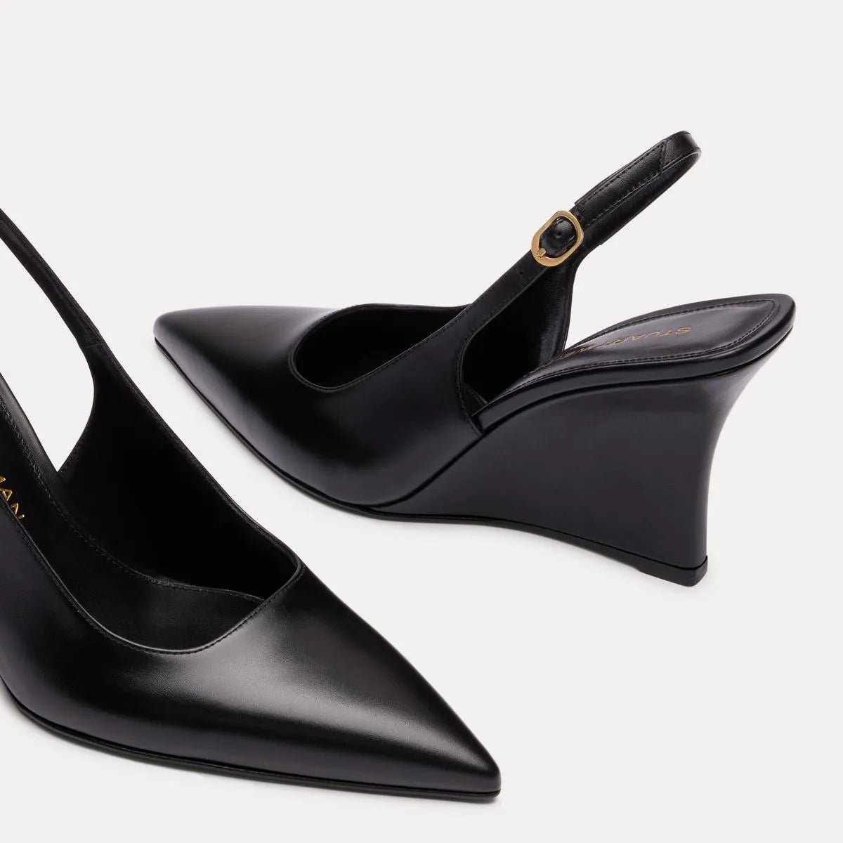 Vinnie Sling Wedge 85 - Black Leather