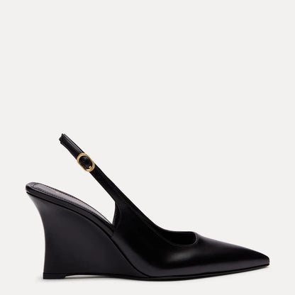 Vinnie Sling Wedge 85 - Black Leather