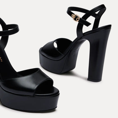 Reade Platform Sandal - Black Leather