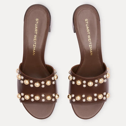 Perry Slide Sandal 50 - Cigar Brown & Maroon Leather
