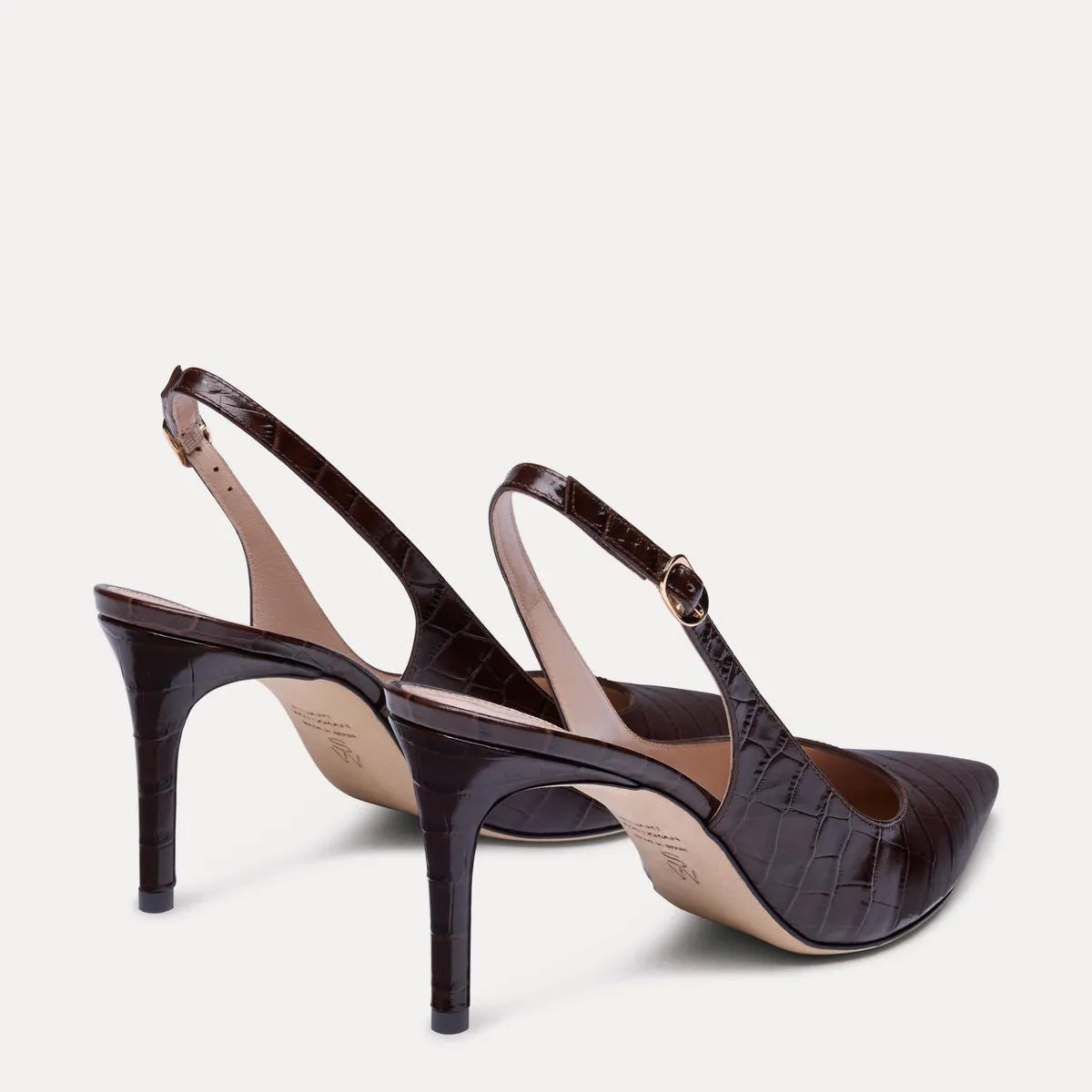 Stuart Power Slingback Pump 75 - Walnut Croco-Print Leather