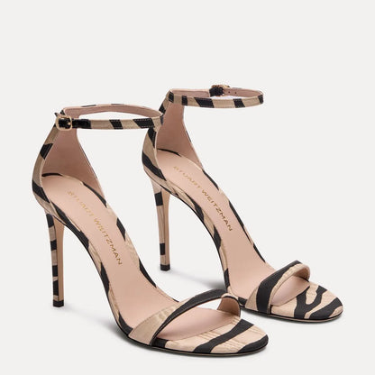 Nudist II Sandal 100 - Zebra-Print Moiré Fabric