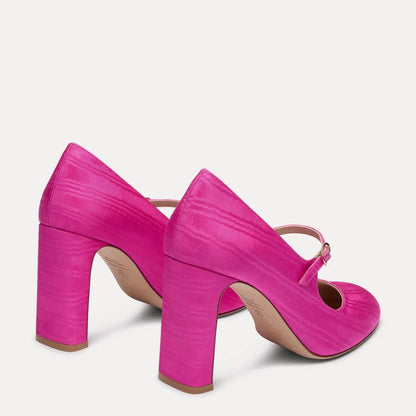 Babette Mary Jane Pump 85 - Sunset Pink Moiré Fabric