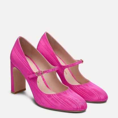 Babette Mary Jane Pump 85 - Sunset Pink Moiré Fabric
