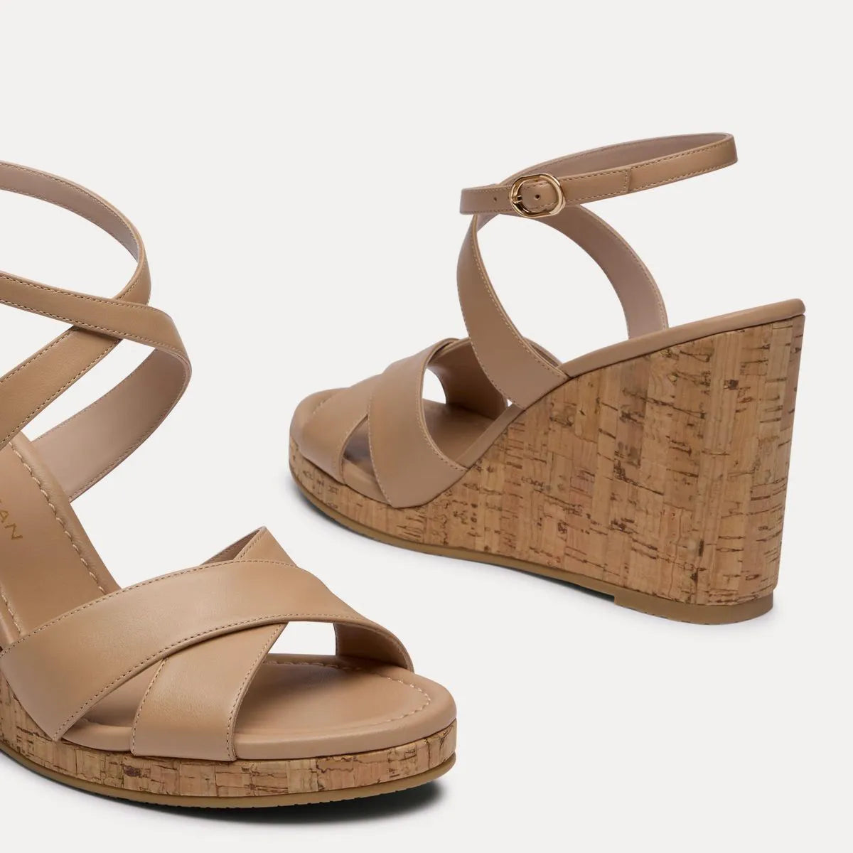 Alyssa Wedge Sandal - Adobe Beige Leather & Cork