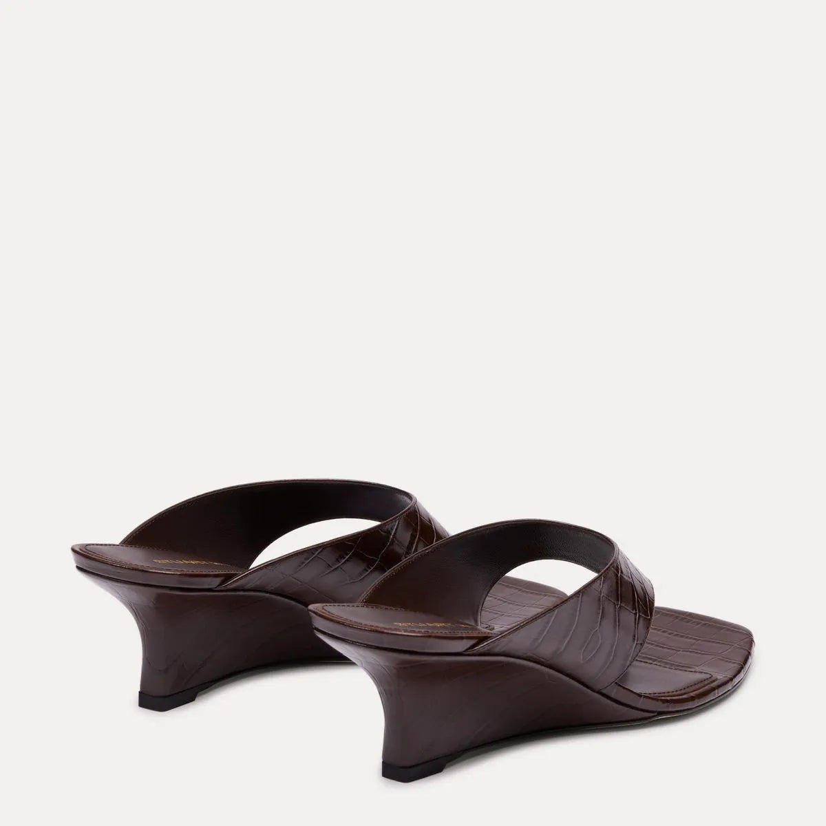 Vinnie Wedge Thong Sandal 50 - Walnut Croco-Print Leather