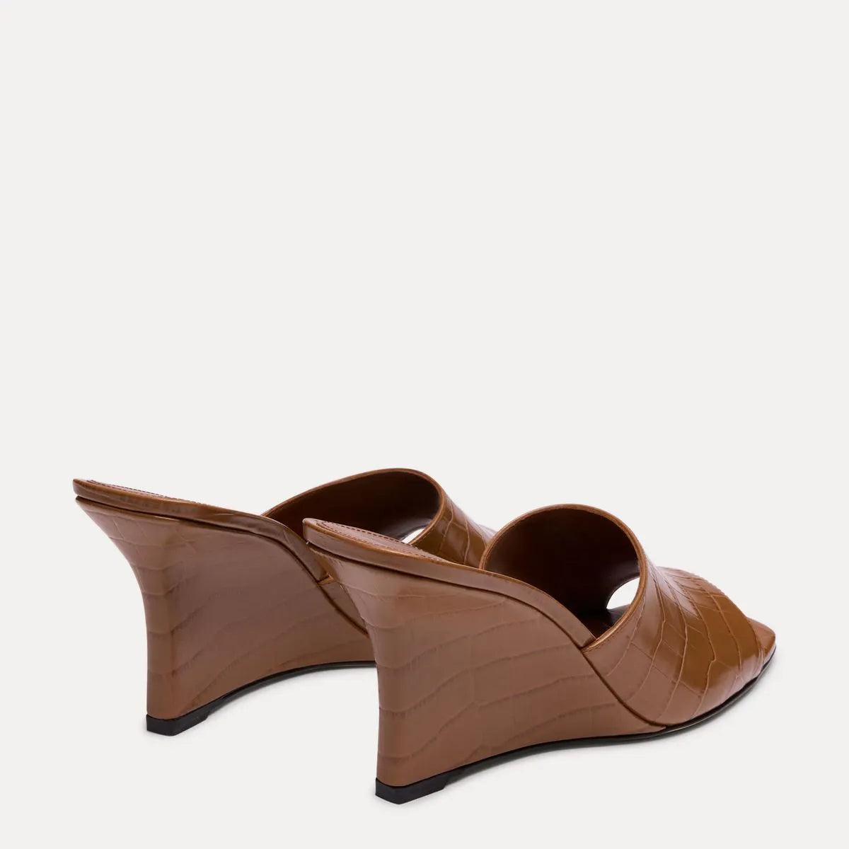 Vinnie Wedge Mule Slide 85 - Doe Brown Croco-Print Leather