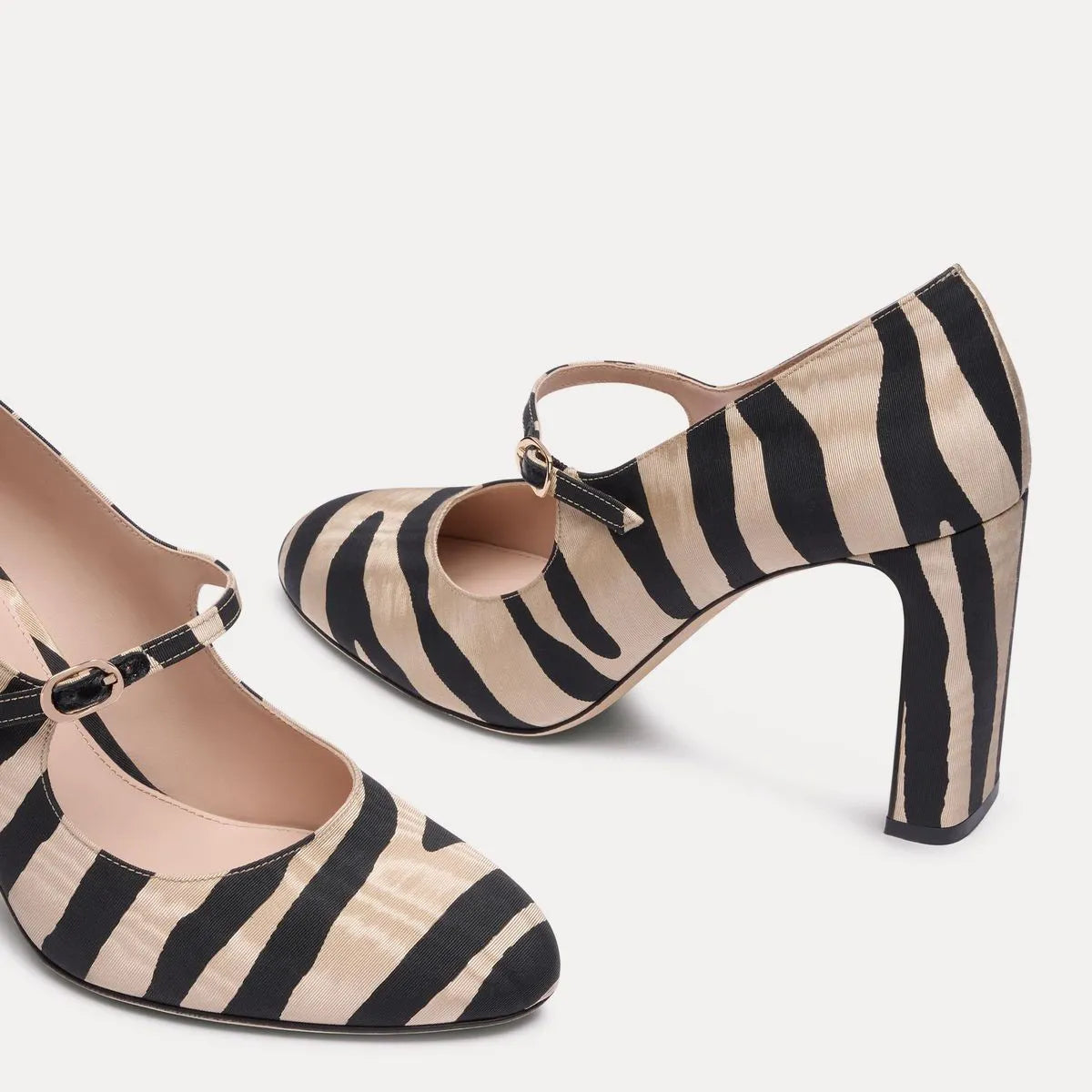 Babette Mary Jane Pump 85 - Zebra-Print Moiré Fabric