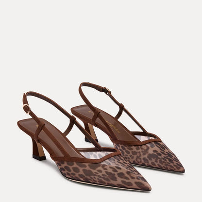 Vinnie Slingback Pump 50 - Leopard-Print Mesh & Suede