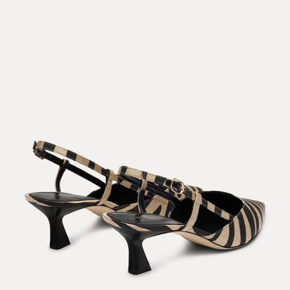 Vinnie Slingback Pump 50 - Zebra-Print Moiré Fabric