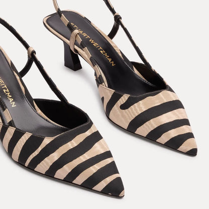 Vinnie Slingback Pump 50 - Zebra-Print Moiré Fabric
