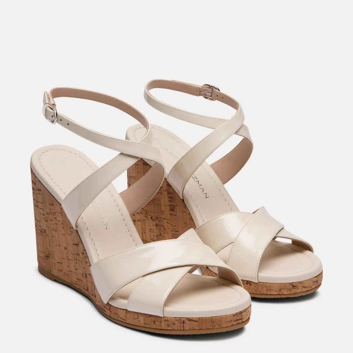 Alyssa Wedge Sandal - Linen Patent Leather