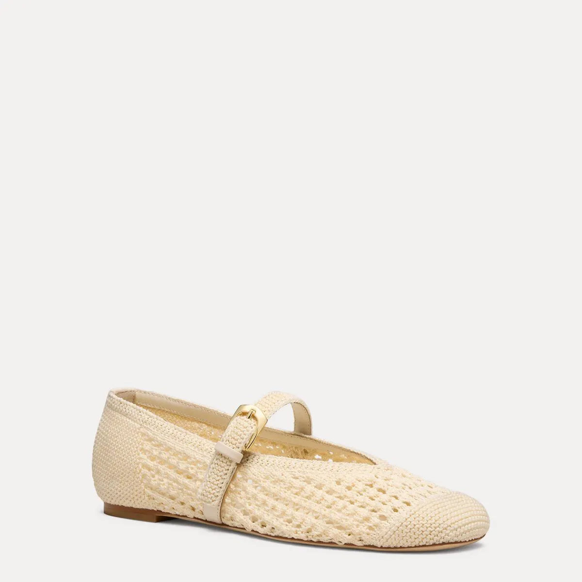 Leora Woven Mary Jane Flat - Chalk Crochet & Leather