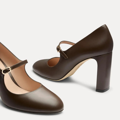 Babette Mary Jane Pump 85 - Walnut Leather