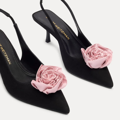 Paloma Slingback Pump 50 - Black Suede & Pink Satin