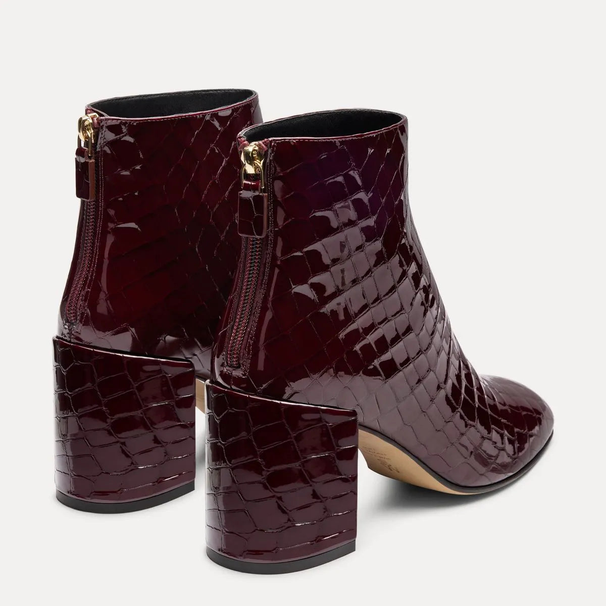 Bacari Zip Bootie 75 - Boysenberry Croco-Print Patent