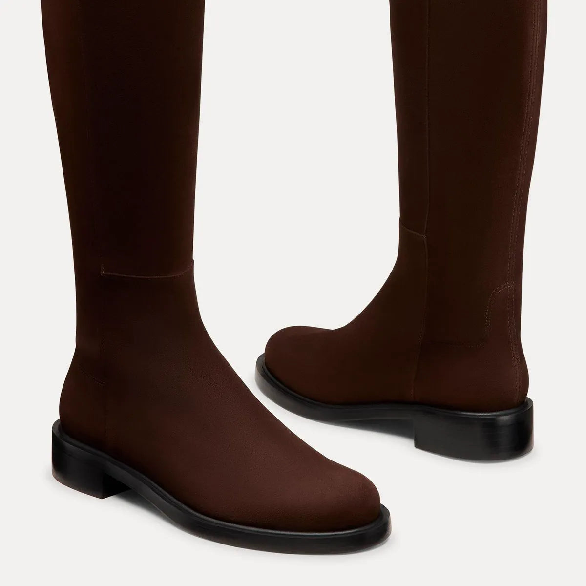 5050 Gisele Wide-Calf Boot - Walnut Suede & Microstretch