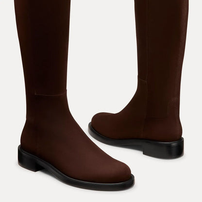 5050 Gisele Wide-Calf Boot - Walnut Suede & Microstretch