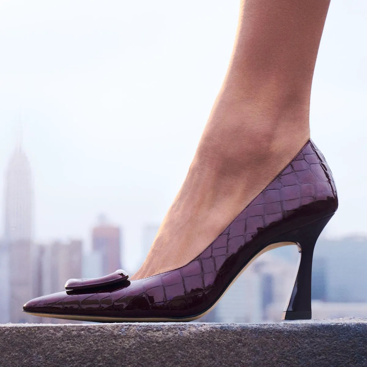 Veryvinnie D'Orsay Pump 85 - Boysenberry Croco-Print Patent
