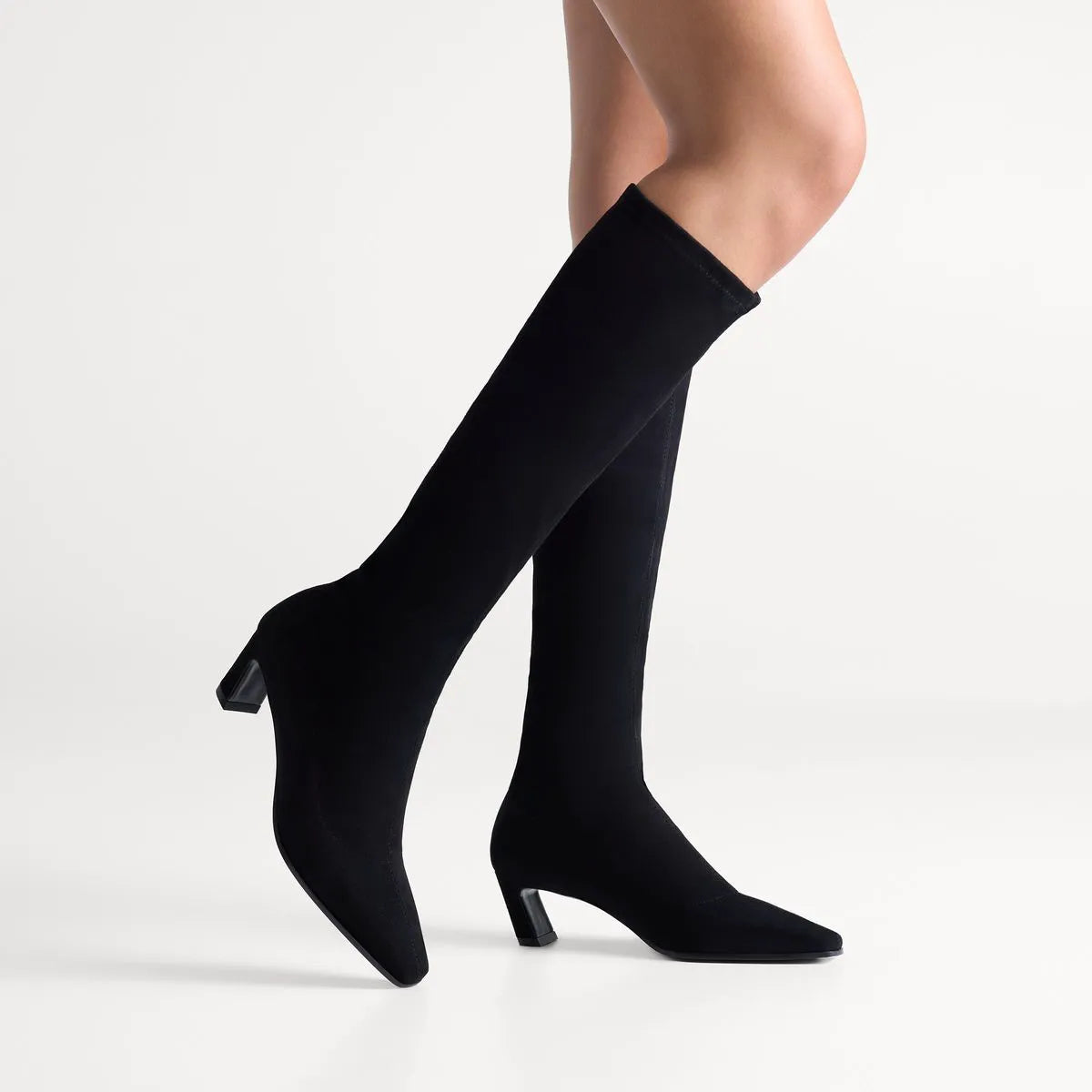Stassi Wide-Calf Stretch Boot 50 - Toasted Almond Stretch Suede