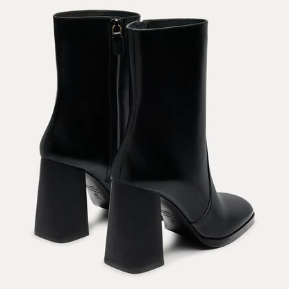 Vera Zip Bootie - Black Leather