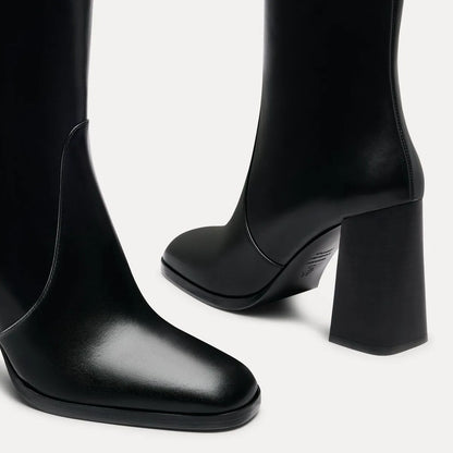 Vera Zip Bootie - Black Leather