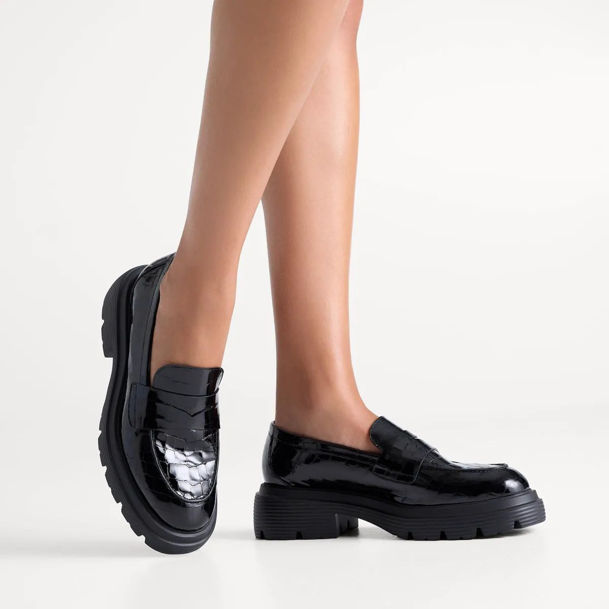 Hudson Lite Loafer - Black Croco-Print Patent