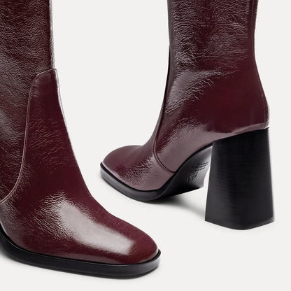 Vera Zip Bootie - Boysenberry Crinkle Patent