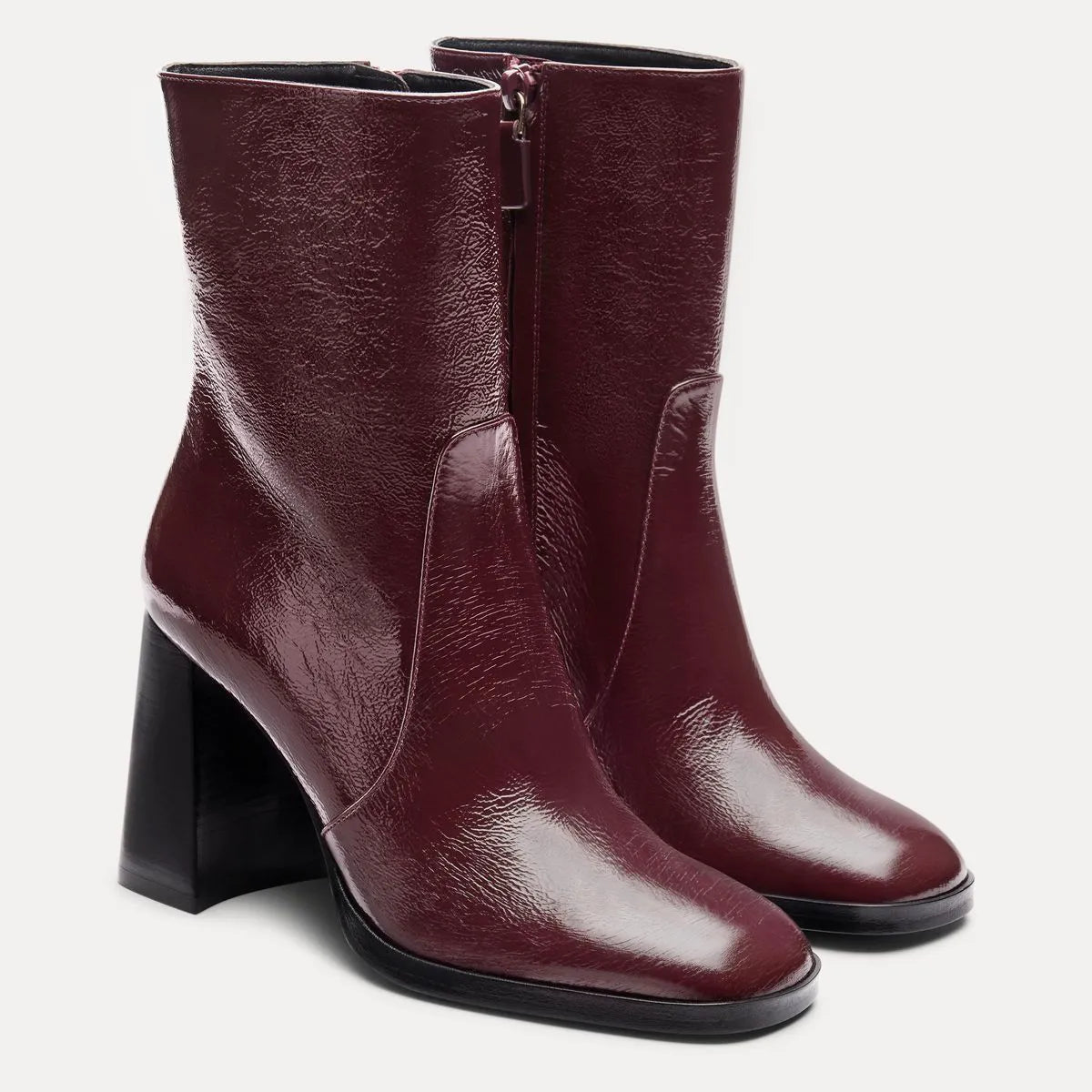 Vera Zip Bootie - Boysenberry Crinkle Patent