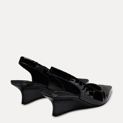 Vinnie Slingback Wedge 50 - Black Croco-Print Patent