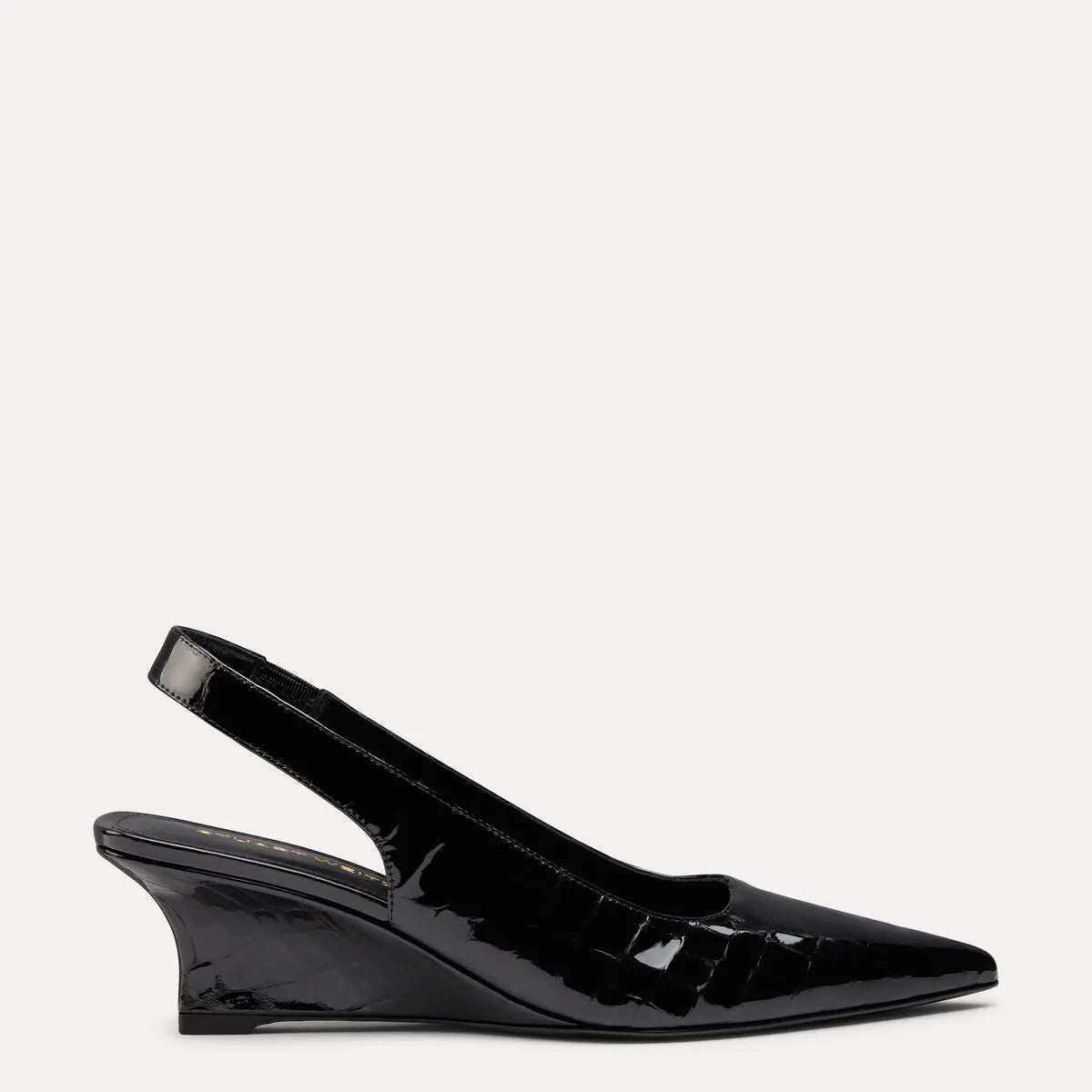 Vinnie Slingback Wedge 50 - Black Croco-Print Patent
