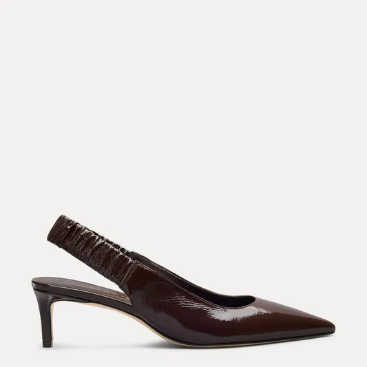 Stuart Ruche Slingback Pump 50 - Espresso Crinkle Patent