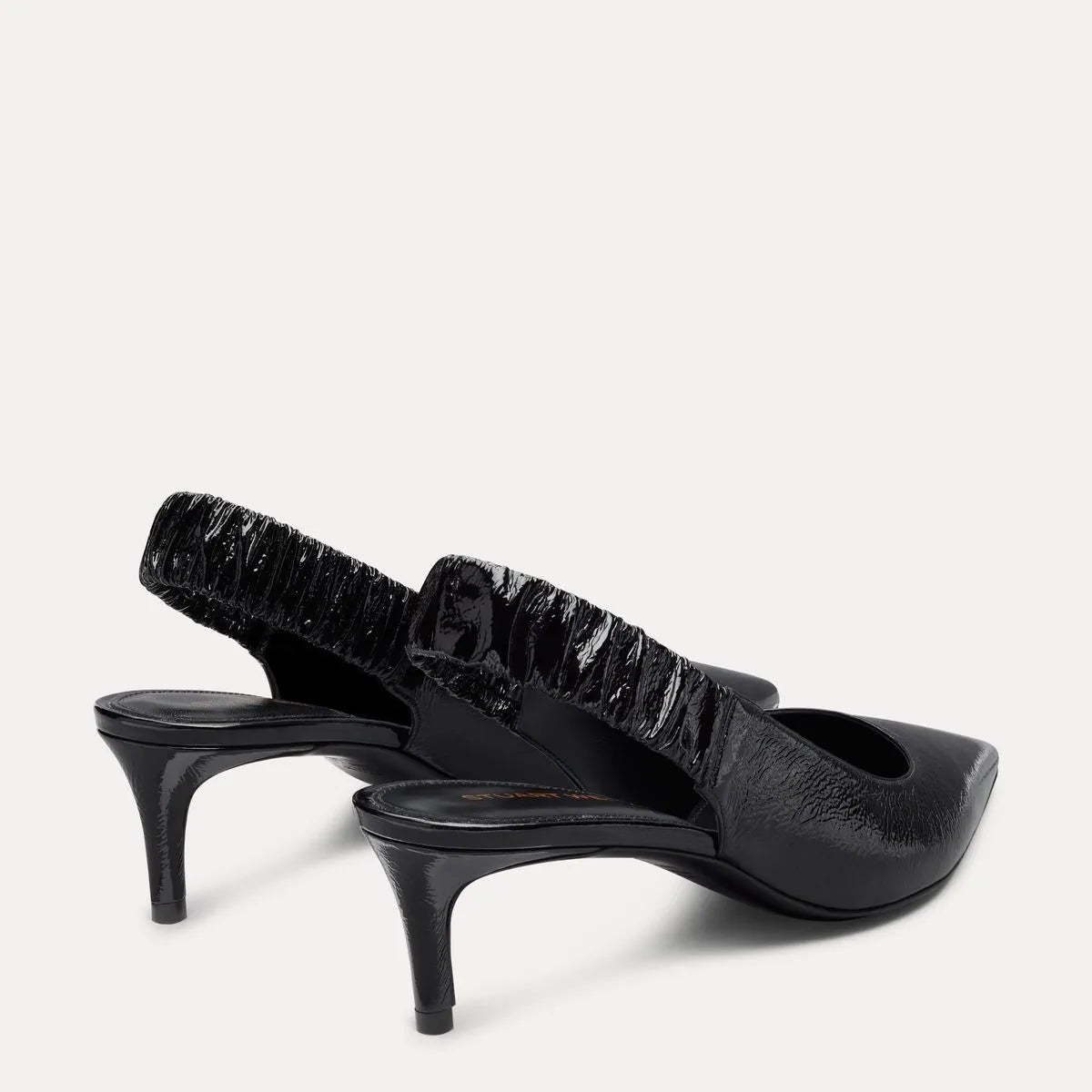 Stuart Ruche Slingback Pump 50 - Black Crinkle Patent