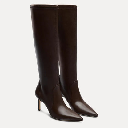 Stuart Power Knee-High Boot 75 - Espresso Stretch Leather