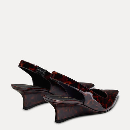 Vinnie Slingback Wedge 50 - Brown Tortoise-Print Leather