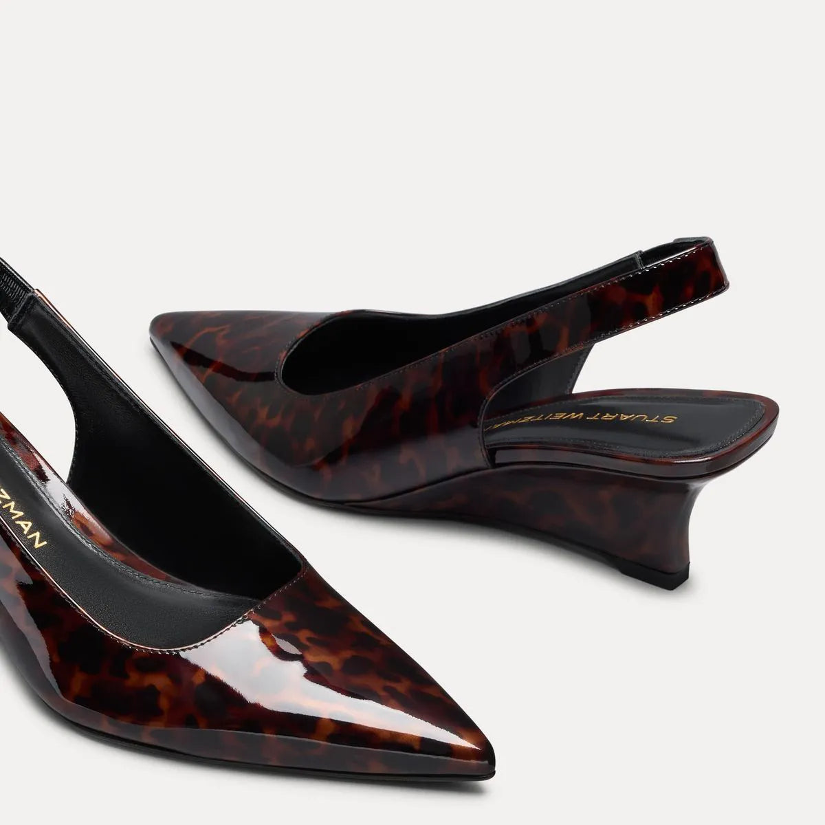 Vinnie Slingback Wedge 50 - Brown Tortoise-Print Leather