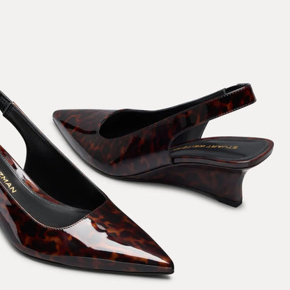 Vinnie Slingback Wedge 50 - Brown Tortoise-Print Leather