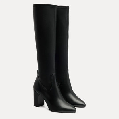 Mulberry Stretch Knee-High Boot - Black Stretch Leather