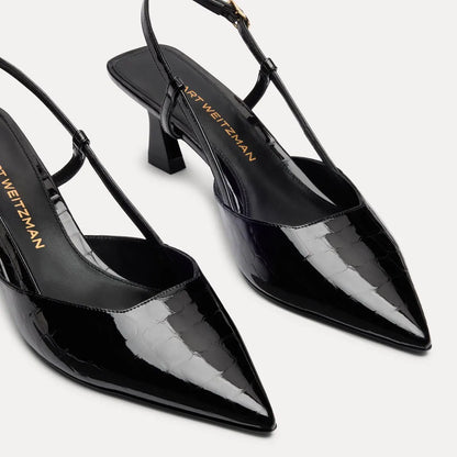 Vinnie Slingback Pump 50 - Black Croco-Print Patent