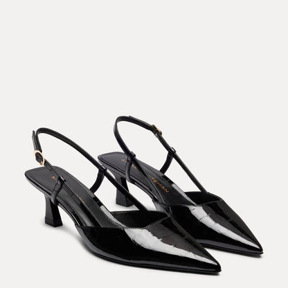 Vinnie Slingback Pump 50 - Black Croco-Print Patent
