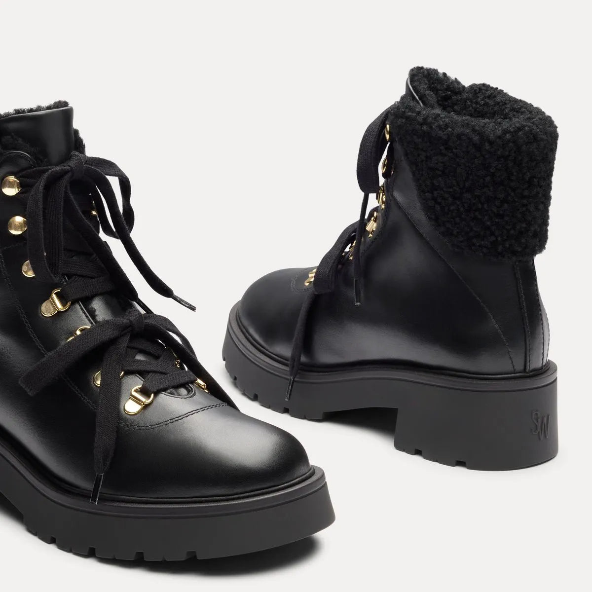 Ren Shearling Bootie - Black Leather & Shearling