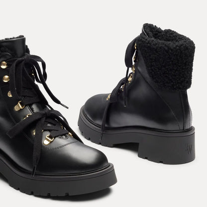 Ren Shearling Bootie - Black Leather & Shearling
