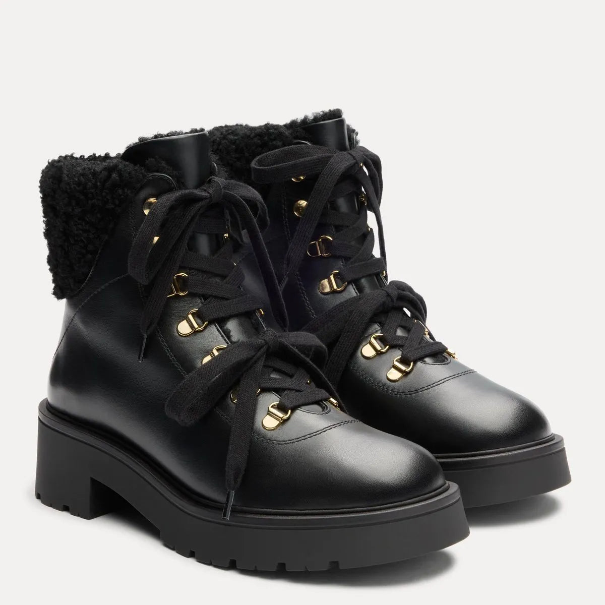 Ren Shearling Bootie - Black Leather & Shearling