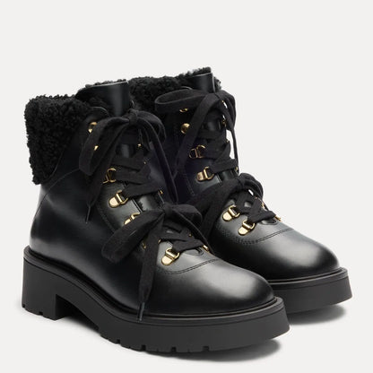Ren Shearling Bootie - Black Leather & Shearling