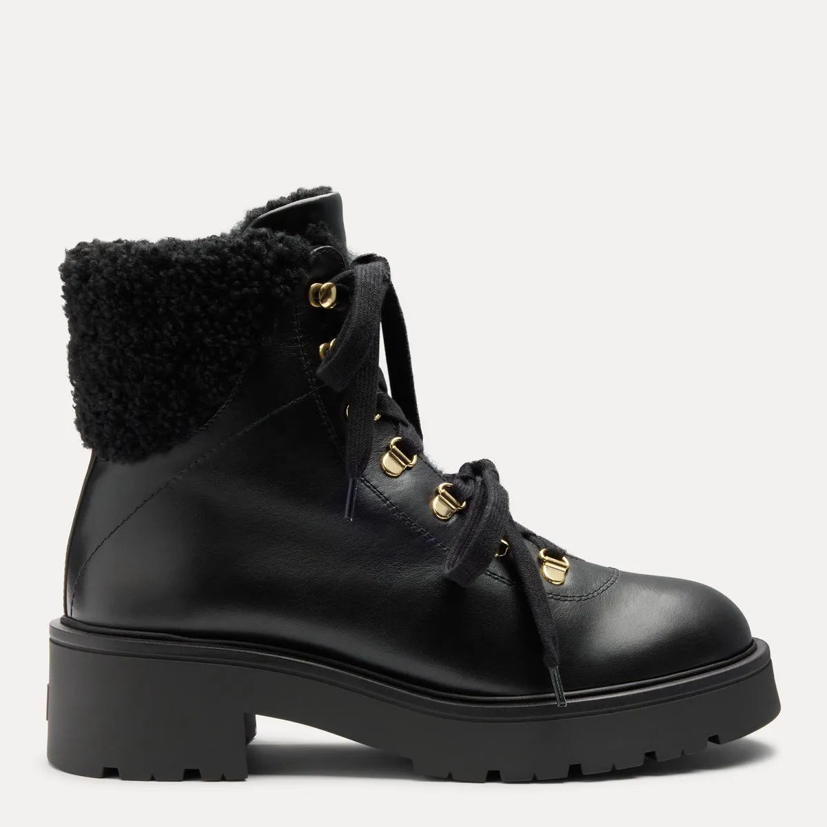 Ren Shearling Bootie - Black Leather & Shearling
