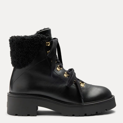 Ren Shearling Bootie - Black Leather & Shearling