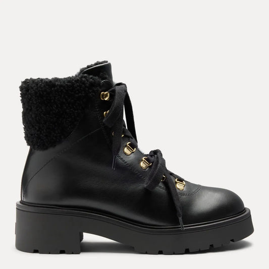 Ren Shearling Bootie - Black Leather & Shearling