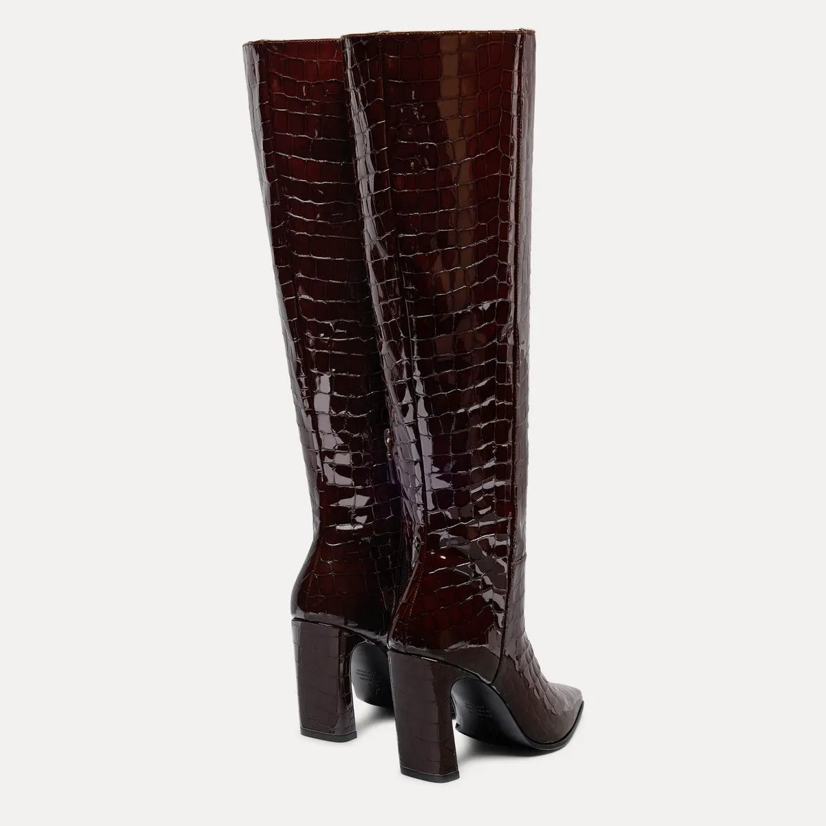 Stassi Boot 85 - Espresso Croco-Print Patent